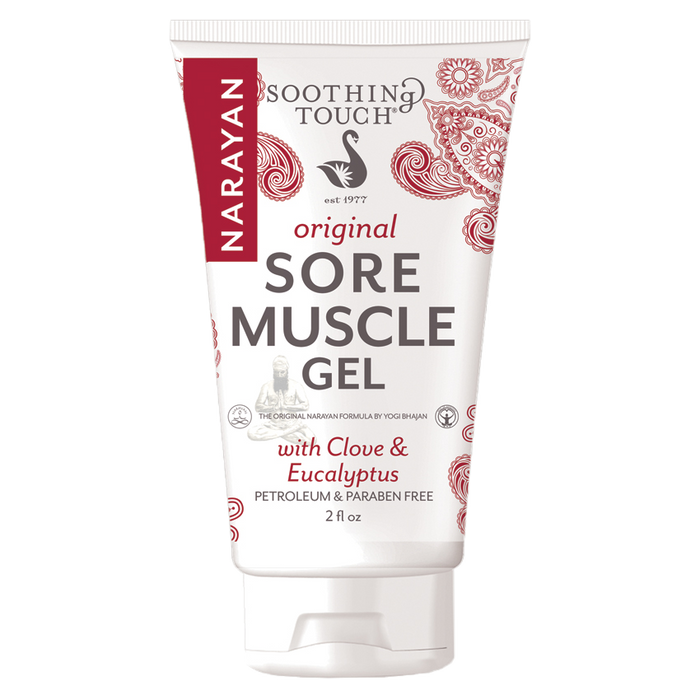 Tube of Soothing Touch Narayan Sore Muscle Gel with Clove and Eucalyptus, 2 oz size.